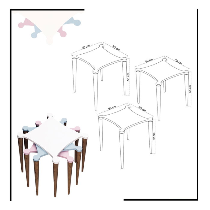 Hanah Home Juego de Mesas Nido Tremo de 3 Piezas